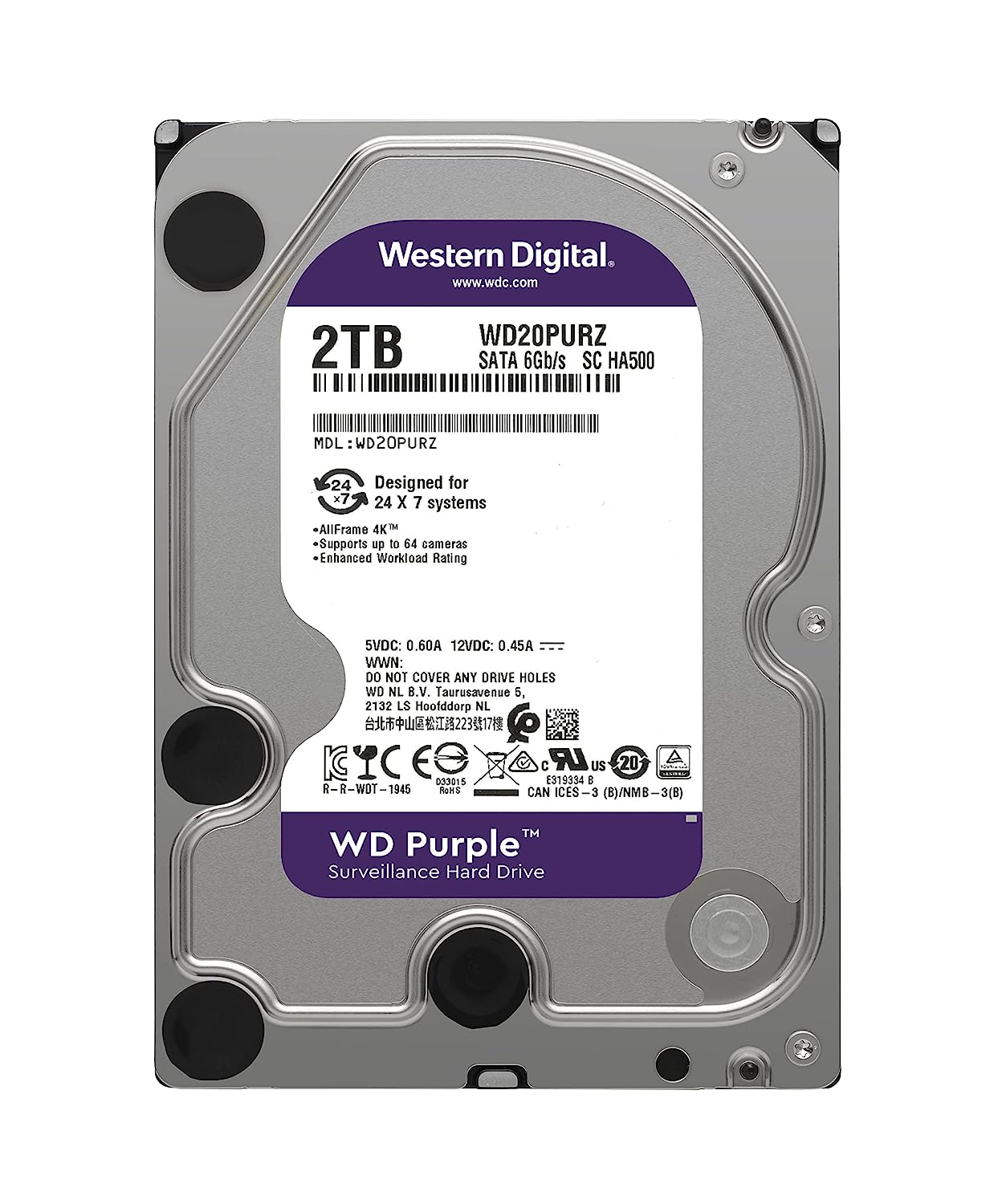 HDD Western Digital WD Purple 2TB SATA Internal Surveillance Hard