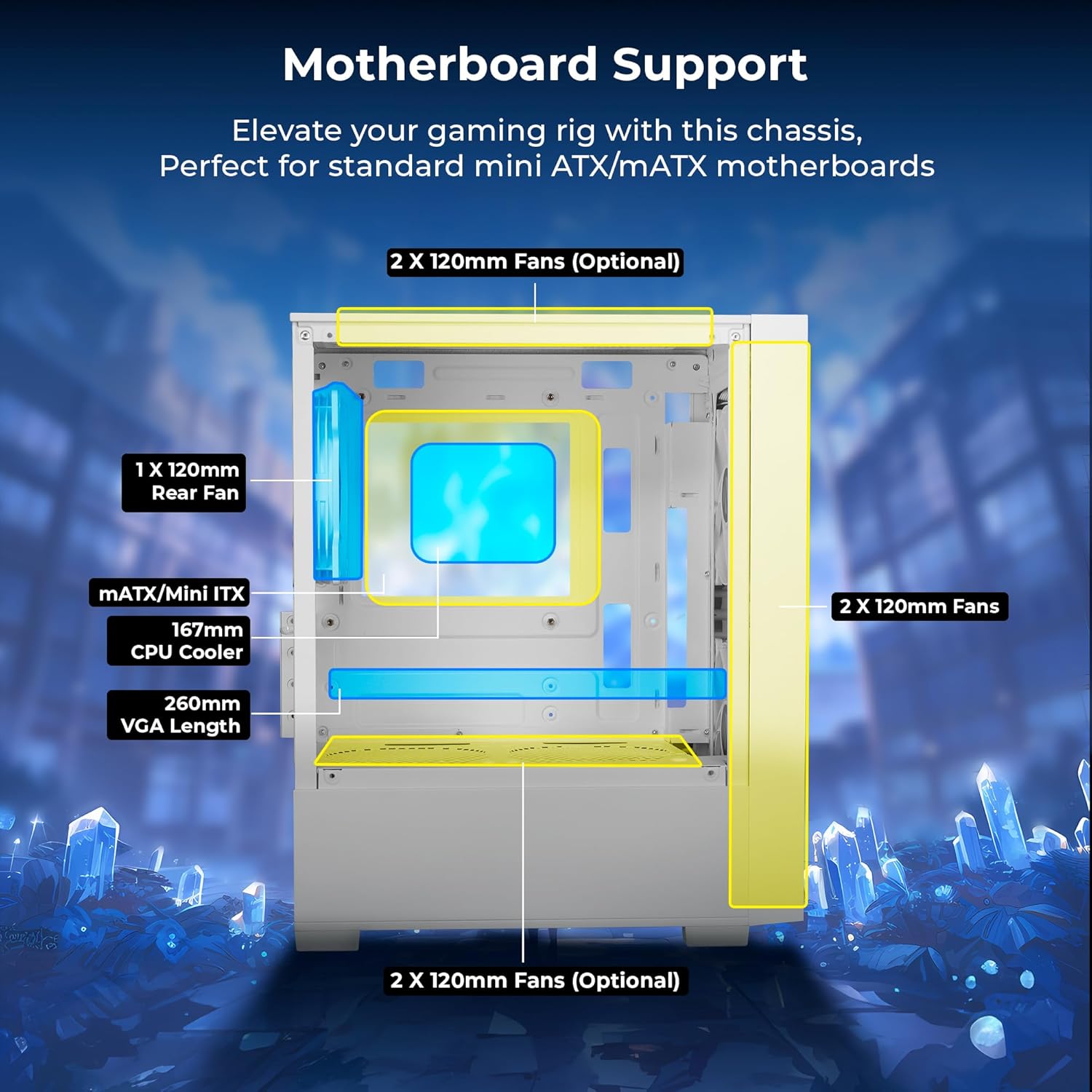 cabinet TWOFACE Premium Gaming ZEBRONICS white
