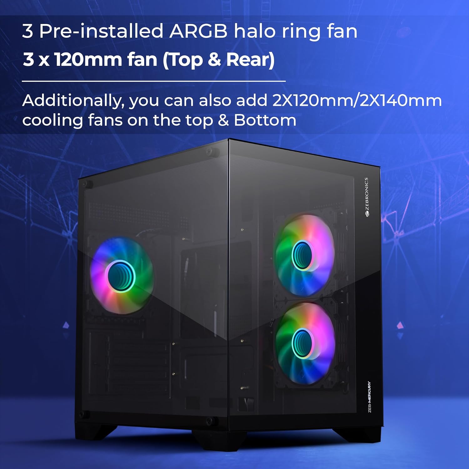 CABINET Mercury Premium Gaming Chassis ZEBRONICS BLACK