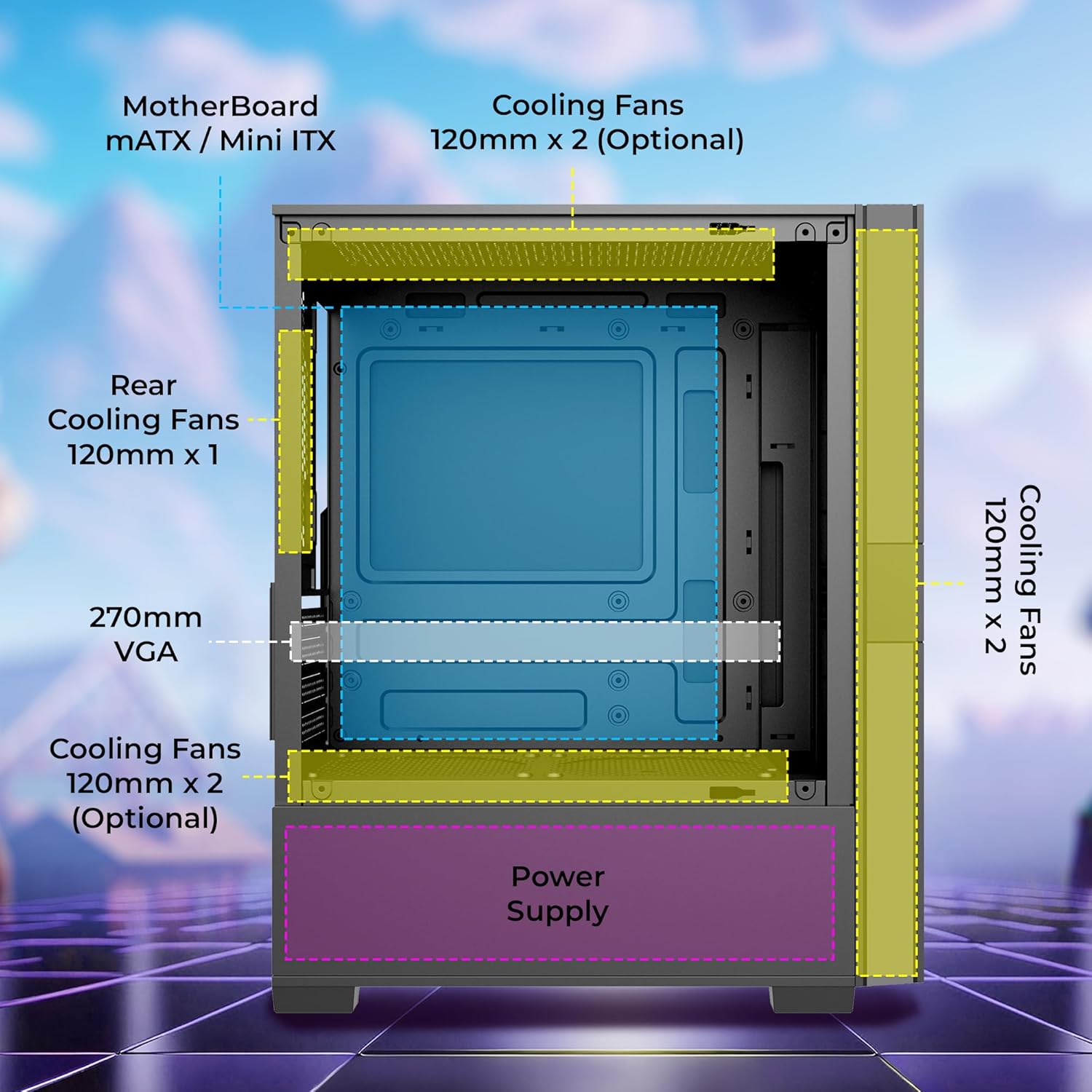 CABINET Leon PRO Premium Gaming Cabinet/Case ZEBRONICS BLACL