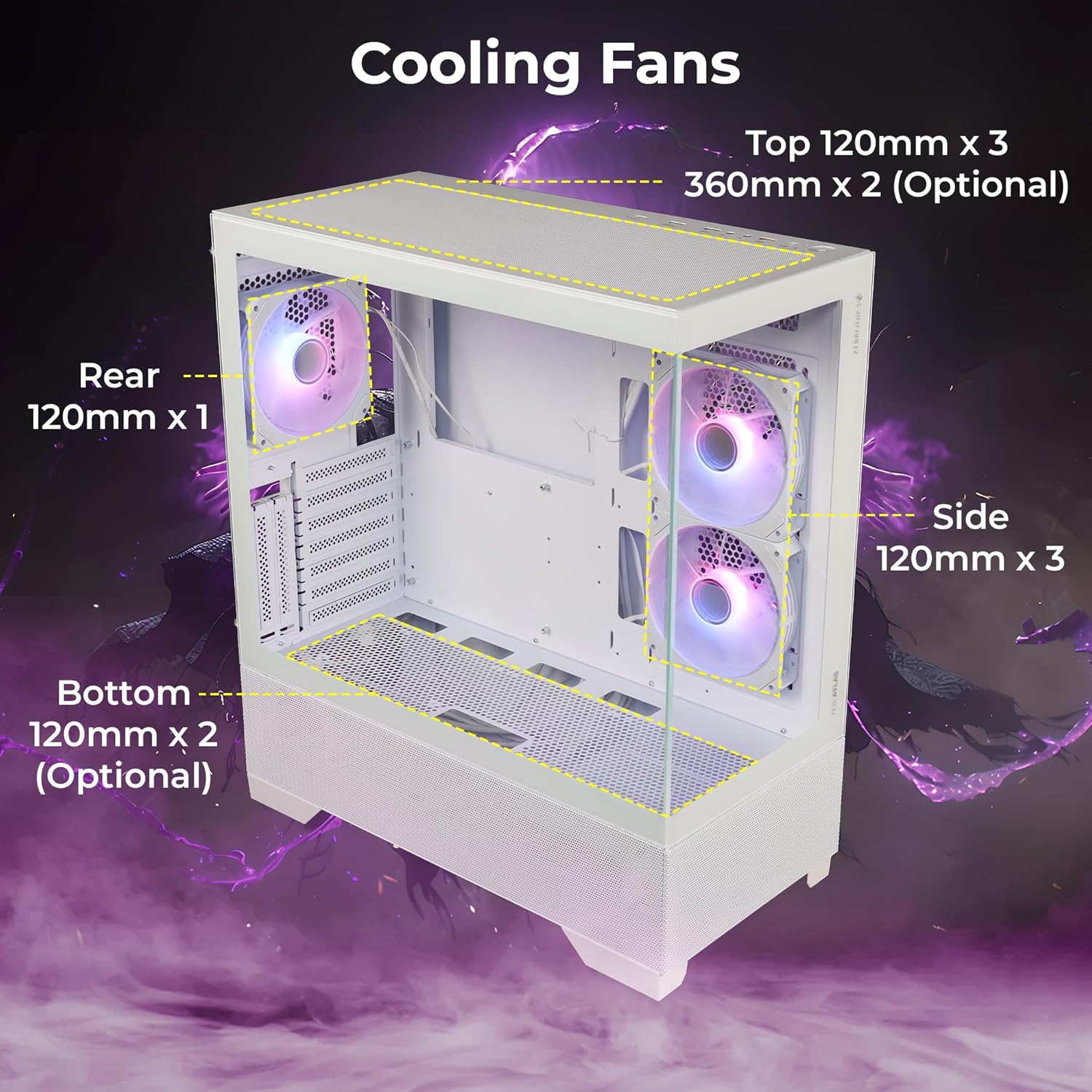 CABINET Atlas Premium Gaming Cabinet ZEBRONICS WHHITE